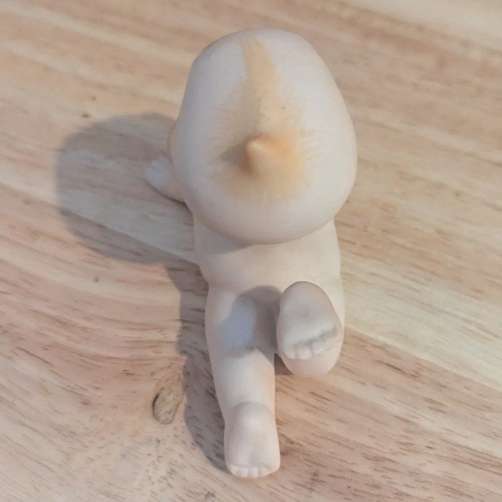 Two Vintage Bisque Porcelain Lefton Kewpie Figurines Grumpy Pouting Disgruntled